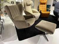 Jori - Lounge Sessel Rapsody Lounge Stoff Vittoria 4 Grau Beige 4 Stern Fuß Metall Epoxy Schwarz Inklusive Hocker - 2