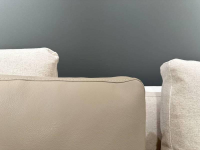 Frigerio - Ecksofa Horizon Stoff Nebraska 18 Beige Leder Sienna 5005 Beige Füße Metall Inklusive Kissen - 7