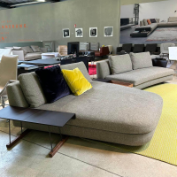 Walter Knoll - Sofagruppe Tama Living 822 Stoff Puro Mineral Grau Braun Kufen Nussbaum Geölt Inklusive Tischplatte Und Kissen - 9
