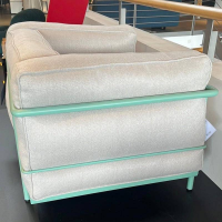 Cassina - Sessel LC3 Stoff Lipari Cenere Beige Gestell Metall Grün Matt Lackiert - 5