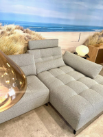 Contur - Ecksofa Comodo Stoff Q2 Rustico Azuro Grau Füße Metall Anthrazit Inklusive Lendenkissen - 5