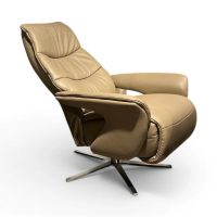 himolla - Sessel 7052 Easy-Swing Leder Longlife Soft Stein Creme Braun Sternfuß Edelstahloptik Manuelle Verstellung - 2