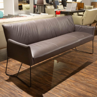 Musterring - Seating group Picara Leather 3 Lomé Anthracite And Fabric VI Hugo Mustard Yellow Frame Metal Black - 10