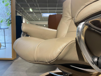 Stressless - Sessel Mayfair M Leder Batick Mole Beige Gestell Metall 40 Alu Poliert Fuß Signature Holz Eiche Mit Hocker - 4