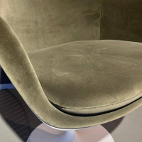 Knoll International - Armlehnstuhl Saarinen Tulip Stoff Dedar Eva Mousse 168 Grün Schale Kunststoff Weiß Drehgestell Metall Weiß - 4