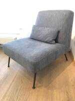 Ligne Roset - Sessel Humphrey Stoff C 762 Blau Grau Gestell Braun mit Hocker - 2