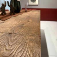 Janua - Ausziehtisch S600 Platte Eiche Geräuchert Natur Geölt Füße RAL 9005 Tiefschwarz Schwarz Pulverbeschichtet Matt - 2