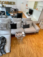 Poltrona Frau - Ecksofa Let It Be Stoff Gange AA2 Grau Gestell Leder SC 20 Inchiostro Schwarz Füße Metall - 7