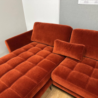 Eigene Herstellung - Ecksofa Living Rohleder Stoff Cloud 18 Rot Gesteppt Füße Metall Schwarz Mit Klappbaren Armlehnen - 8