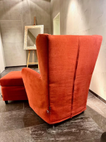 Contur - Sessel Sergio Stoff Chenille Terracotta Rot Inklusive Hocker - 6