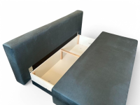 Eigene Herstellung - Schlafsofa Stoff Velour Petrol Blau Gestell Eiche Hell Mit Bettkasten - 3