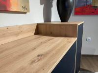 Global - Sideboard FMA Wildeiche Natur Nachbildung Front Lack Onyxschwarz Matt Metallfüße Schwarz - 8