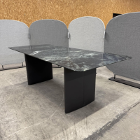 COR - Esstisch Ipa 3222 Platte Stein Tauern Grün Geschliffen Gestell Leder 174 Tabak Braun Grau - 4