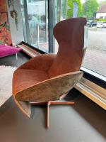 Jori - Relaxsessel Daydreamer Innen Stoff Mumble 13 Pesca Braun Außen Leder Nubuck Macchiato Braun Fuß Metall Matt Beigerot Lackiert - 8