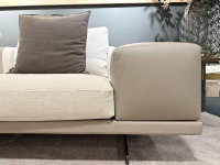 Frigerio - Ecksofa Horizon Stoff Nebraska 18 Beige Leder Sienna 5005 Beige Füße Metall Inklusive Kissen - 9