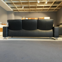 Stressless - Garnitur Space Leder Paloma Schwarz Füße Edelstahl 2 Sofas - 13