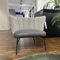 KFF - Sessel Gaia Lounge Sitz Leder Rawhide Schwarz Rücken Stoff Ascot Toffee Beige Gestell Metall Schwarz - 2