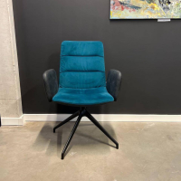 KFF - Stuhl Arva Light Außen Leder Sauvage Anthrazit Innen Stoff Seven Petrol Blau 4 Fuß Sterngestell Schwarz - 6