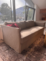 Meridiani - Sofa Fox Bezug Stoff Santos Taupe Beige Füße Metall Inklusive 2 Rückenkissen - 7