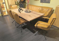 Koinor - Speisegarnitur Alino Leder B Bonito Ocra Gelb Braun Platte Balkeneiche Gestell Flachstahl Und Metall Schwarz Matt - 8