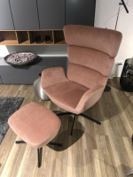 Conform - Sessel Turtle Stoff Velvety 1456 32 Peach Rosa Drehgestell Schwarz Lackiert Mit Hocker Und Verstellbarer Lehne - 6