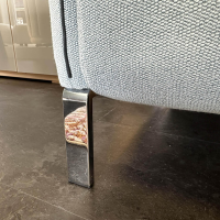 Erpo - 2er-Set Sofa Modena Stoff Prairie 2022 45 Blau Füße Metall Hochglanz Verchromt Mit Verstellung Inklusive Hocker - 3