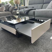 Loddenkemper - Couchtisch Minos Parsolplatte Kristallgrau Auszüge Links Und Rechts Weiß - 2