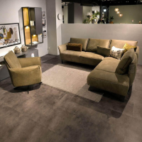 Koinor - Garnitur Vineto Sofa 2,5-Sitzer Und Sessel Leder A-India Verde Grün Faden Beige Gestell Metallkufe Schwarz Matt Inkl. Funktionsrücken - 4
