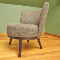 Bielefelder Werkstätten - Drehsessel Polo Cocktail Stoff BW Troy Braun Gestell Esche Schwarz Gebeizt Inklusive Hocker - 10