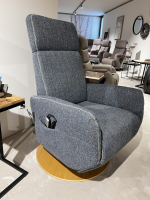 Natura - TV Sessel Sommerville Stoff Amsterdam Blau Grau Drehteller Eiche Bianco 2 Motorisch Mit Akku - 7