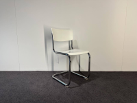 Thonet - Freischwinger Stuhl S43 Decklackiert 9010 Weiss Stahlgestell Verchromt Inklusive Filzgleitern - 3