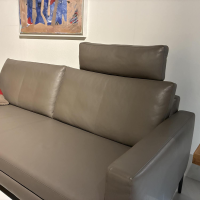 Intertime - Sofa Gil Leder Santana Terra L3385S Grau Braun Füße Metall Schwarz - 7
