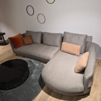 Rolf Benz - Rolf Benz Sofa KUMO 555 – Stoff Graubeige, Ottomane rechts - 10