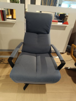 WK Wohnen - Relaxsessel WK 616 Carlos Leder G Davinci Night Blau Grau 4 Sternfuß Metall Black Schwarz Matt Mit Motorischer Kopfteilverstellung Und Aufstehhilfe - 3