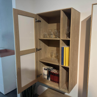 Rodam - Wohnwand Sigma Eiche Natur Weiß Pigment Geölt Und Glas Weiß - 8