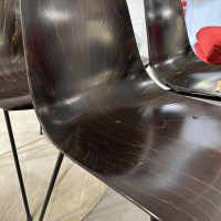 Ligne Roset - 4er-Set Stuhl CM131 Schale Buchensperrholz Dunkelbraun Gebeizt Gestell Stahl Schwarz Lackiert - 7