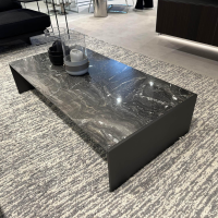 Minotti - Beistelltisch Linha Platte Marmor Grigio Orobico Grau Seitenteile Aluminium Braun - 2