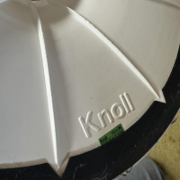 Knoll International - 8er-Set Stuhl Saarinen Tulip Stoff Harley Grün Grau Gestell Aluminium Weiß Pulverbeschichtet - 7