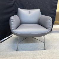 COR - Clubsessel Jalis 26188 Leder 248 Asche Grau Nahtband 5091 Mittelgrau Grau Drahtgestell F02 Feinstruktur Platin - 8