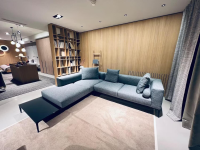 Walter Knoll - Ecksofa Jaan Living Stoff Gaia 7886 Tourmaline Grau Füße Matt Schwarz Pulverbeschichtet Mit Ablageboard Glas Schwarz Mit Kissen - 4