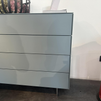 Contur - Sideboard 3900 Glattlack 498 Taubenblau Abdeckplatte Glas Gefrostet Inklusive 2 Wandboards - 6