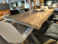 Ludwig Gutmann - Essgrupe Normandy Iggy Tisch Mango Natur Gebeizt Füße Metall Sessel Vintage Leder Und Stoff Füße Eiche - 6