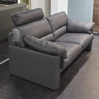 Erpo - Garnitur Einzelsofa GA210 Mit Sessel GA200 Bezug Leder 43.059 Grau Inklusive Kopfstütze - 8