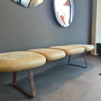 Gardeco - Bank De Papel Solo Sitz Wiederverwerteter Karton Braun Orange Gestell Eisen Oxydiert - 5