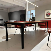 Janua - Ausziehtisch S600 Platte Eiche Geräuchert Natur Geölt Füße RAL 9005 Tiefschwarz Schwarz Pulverbeschichtet Matt - 4