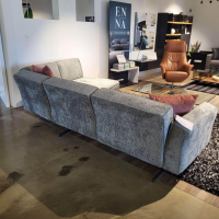 Klier Concept  - Ecksofa No 04 Stoff Fusion Thyme PG III Grau Metallfüße Schwarz - 4