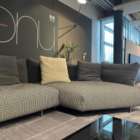 B&B Italia - Ecksofa Dambo Stoff Lissy 251 Gris Grau Füße Aluminium Glanz Inklusive Kissen - 4