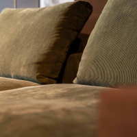 Flexform - Sofa Groundpiece Stoff Cordsamt Tiago Olivgrün Gestell Metall Brüniert Inklusive Armlehne Rauleder Braun Und Kissen - 3