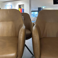 Gealux - 6er-Set Drehstuhl Tucson Leder Brown Braun Gestell Schwarz Drehbar - 8