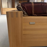 Hülsta - Schlafzimmer Acrea Bett Leder Braun Schwarz Und Strukturbuche Konsolen Mit Schubkästen - 9